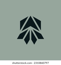 simple paper plane hexagon fly to top direction logo