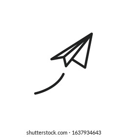 Simple paper plane line icon. Stroke pictogram. Vector illustration isolated on a white background. Premium quality symbol. Vector sign for mobile app and web sites.