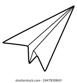 Simple Paper Plane Line icon. Stroke Pictogram. Vector Illustration isolated on White background. Airplane Symbol sign for Mobile app, Web site, Card, Logo. Outline Doodle Origami, Design Art.