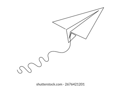 Einfache Papierebene einzeilige Skizze durchgehende minimalistische isolierte Umrissgrafik