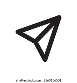 Simple paper plane, send icon, Vector outline icon on white background.