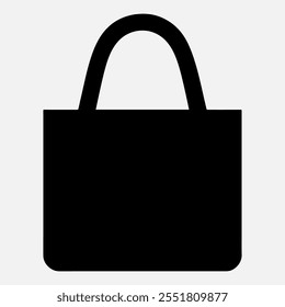 Simple Paper Shopping Bag Silhouette Icon for Design and Marketing