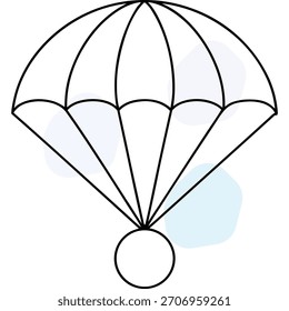 Diseño simple del paracaídas con el contorno negro y las Formas azules de la acuarela