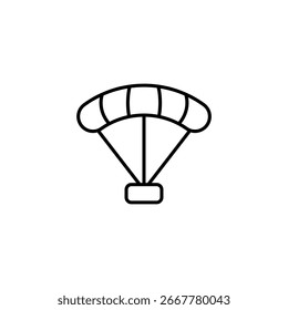 Icono de paracaídas simple delineado aislado en el espacio transparente de la lona