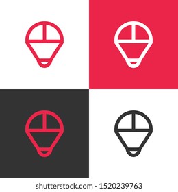 Simple parachute logo template, paragliding vector icon illustration design