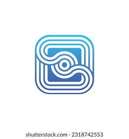 simple parallel lines optical camera modern logo