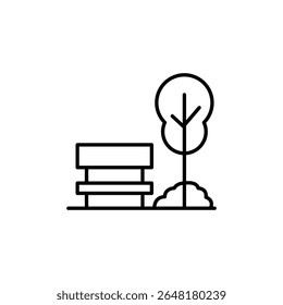 Simple Park Icon Featuring A Bench And Tree In A Minimal Style