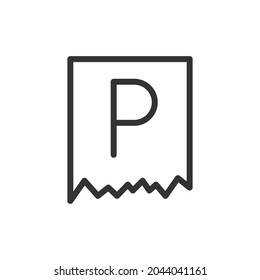 Icono de línea de estacionamiento simple. Símbolo premium con estilo de trazo. Diseño del icono de estacionamiento. Ilustración vectorial.