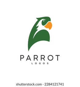 simple parrot bird with green color logo illustration