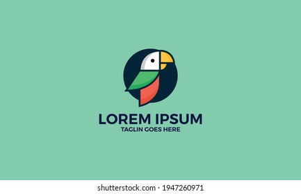 Simple parrot cartoon logo vector icon illustration