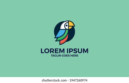Simple parrot cartoon logo vector icon illustration