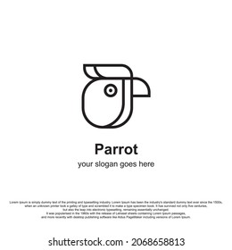Simple parrot head logo design. outline parrot logo for your brand or business
