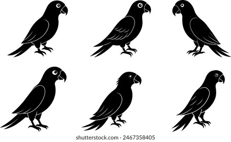  Simple Parrot silhouette vector illustration.