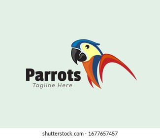 Simple parrots half body logo design inspiration