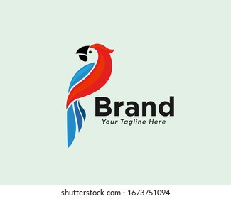 Simple parrots look back art logo design inspiration