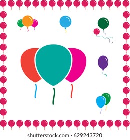 Simple Party Balloon Icons Isolated On White Background