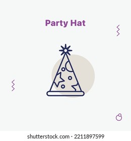 Simple party hat minimal icon. Symbol template for graphic and web design collection logo vector illustration.  Modern outline on white background.