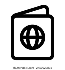 Icono de Pasaporte simple. El ícono se puede usar para Sitios web, Plantillas impresas, Plantillas de presentación, ilustraciones, etc