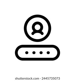 Einfaches Passwort-Liniensymbol auf weißem Hintergrund