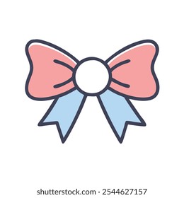 Simple pastel bow with pink and blue colors, Minimalist pastel bow illustration featuring pink and blue colors, ideal for decoration, icons, or girly-themed designs.
