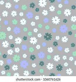 Simple pastel color floral pattern vector seamless