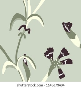 Simple pastel color floral pattern vector seamless