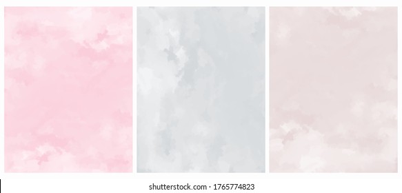 Simple Pastel Color Grunge Vector Background. Light Pink, Light Pale Red and Gray Brush Painted Style Blanks. Concrete Surface.