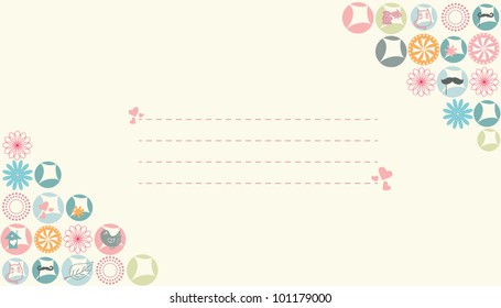 Simple pastel color spring card with hearts