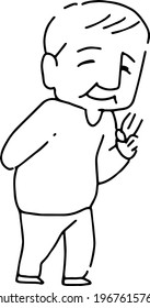 Simple pastel color vector illustration of grandpa doing peace Grandpa male