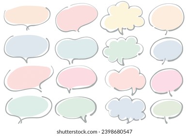 Sencillo conjunto de burbujas de habla de colores pastel.