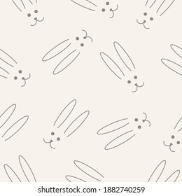 Simple pastel pattern. White background with rabbits. Suitable  for textiles, wallpaper and packaging.