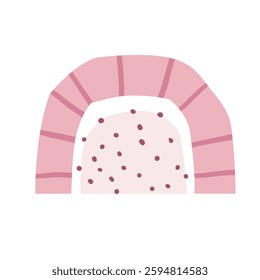 Simple pastel pink abstract rainbow illustration with dotted details. Modern and minimal hand-drawn design for nursery, kids, and decor.  