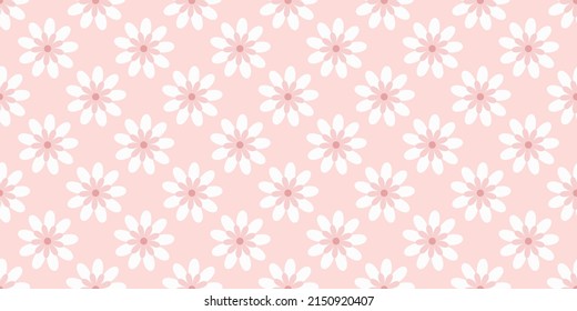 Simple, pastel pink floral vector pattern, seamless repeat background