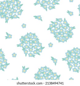 Simple Pastel-colored Blue Flower Seamless Pattern Flat Style Vector Illustration, Symbol Of Spring, Cozy Home, Spring Easter Holidays Celebration Decor, Ornament For Textile, Fabrics