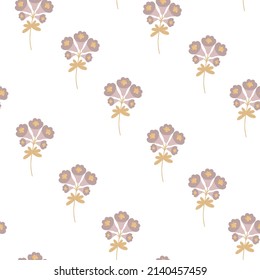 Simple pastel-colored floral seamless pattern, flowers, leaves flat style vector illustration, symbol of spring, cozy home, holiday celebration decor perfect for textile, fabric, springtime decoration