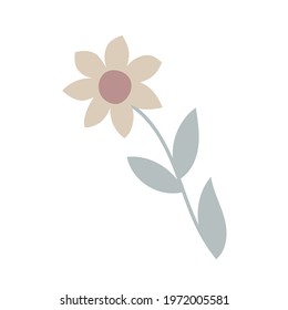 Simple pastel-colored flower in flat style vector illustration, symbol of spring, cozy home, spring Easter holidays celebration decor, clipart for cards, banner, springtime decoration