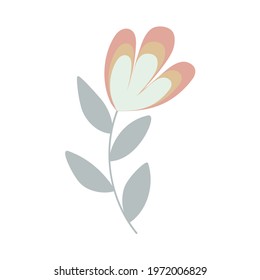Simple pastel-colored flower in flat style vector illustration, symbol of spring, cozy home, spring Easter holidays celebration decor, clipart for cards, banner, springtime decoration