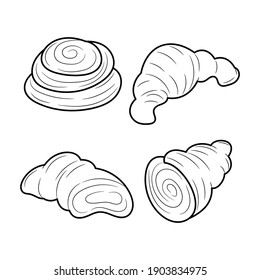 Simple pastry vector outline illustration set, linear style pictogram, isolated on white background