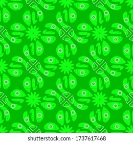 SIMPLE PATTERN WITH ABSTRACT LEAF ON GREEN BACKGROUND