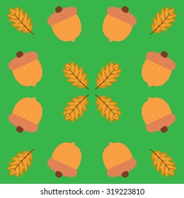 Simple pattern acorns. Acorns background. Vector illustration