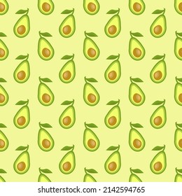 Simple pattern with avocado. Vector fruit drawing. For use in packaging, prints, fabrics, covers and brochures, textile products, baby products, home furnishings.