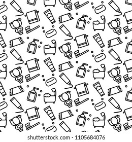 Simple pattern background outline of variety toilet tool icon on white background