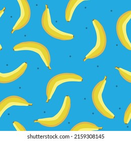 A simple pattern of bananas and dots . Bright blue background. Fashionable print for textiles, wallpaper and packaging.