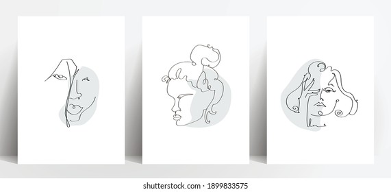 Simple pattern banner logo illustration Hand painted The woman's face is smooth and looks expensive.