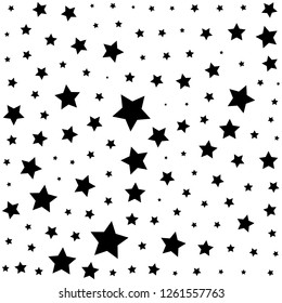 Simple pattern with black stars on a white background.