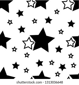 Simple pattern with black stars on a white background.