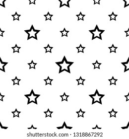 Simple pattern with black stars on white background. For textile, background, fabric, Wallpaper, packaging paper.