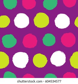 Simple pattern with bright polka dots. Seamless background for your design.