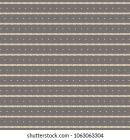 Simple pattern in brown and ivory with parallel lines and points. Textile fabric fragment. Vector illustration.