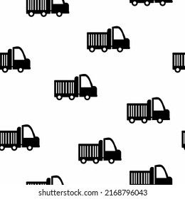 A simple pattern of cars. cute black trucks on a white  background. Fashionable print for children's textiles, wallpaper and packaging.